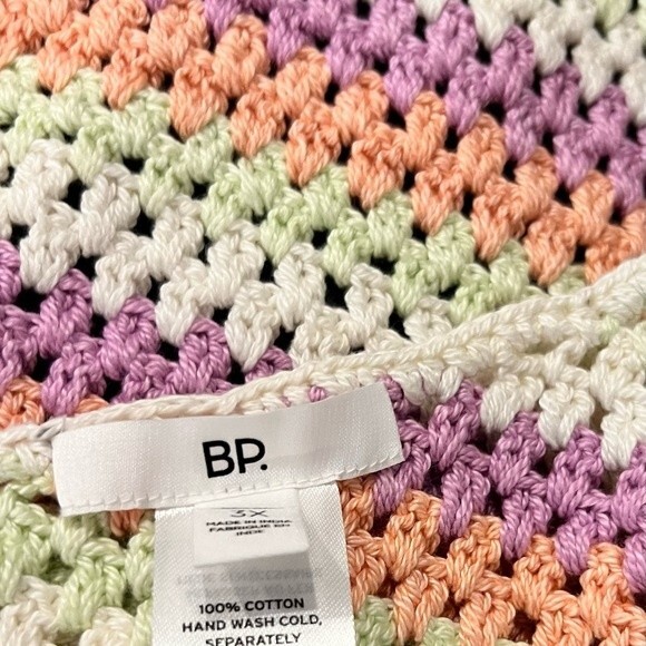 NEW Rainbow crochet Halter Top Multi Color Striped backless tie Size 3X - Picture 4 of 7